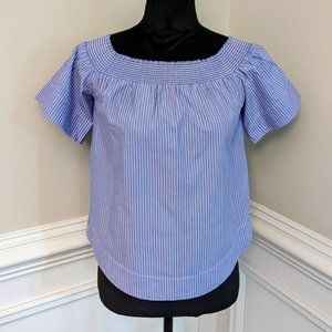 J CREW Striped Short Sleeve Off Shoulder Top Shirt